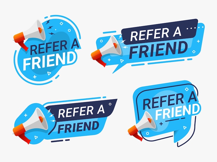Vector refer a friend banner label badge set referral program