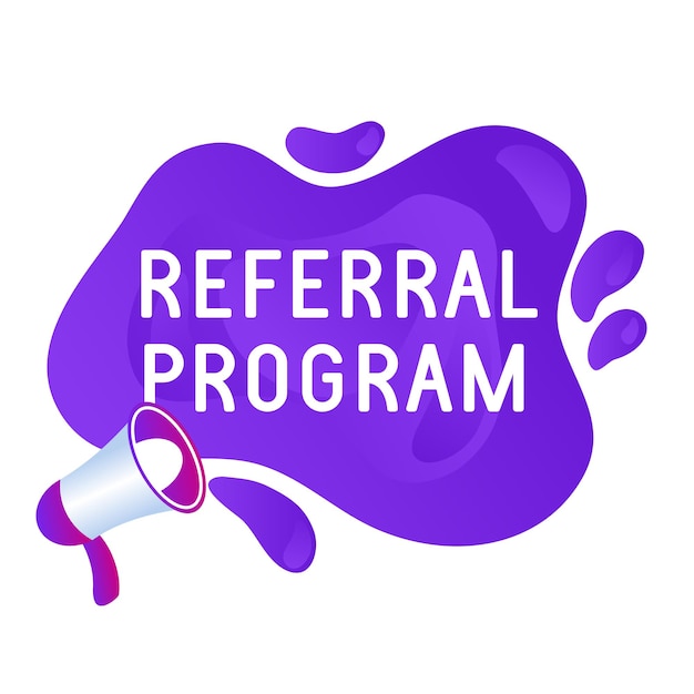 Refer friend banners. Referral program icon, marketing label and refer friends badge. Business suggestions program stickers. Vector illustration