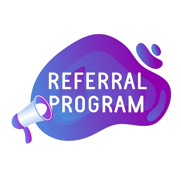 Refer friend banners. Referral program icon, marketing label and refer friends badge. Business suggestions program stickers. Vector illustration