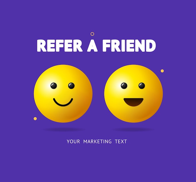 Refer a Friend Concept Label with Abstract Memphis Style Elements Set and Megaphone Vector illustration of Labels