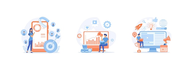 refer a friend concept social media marketing people share info about referral and earn money