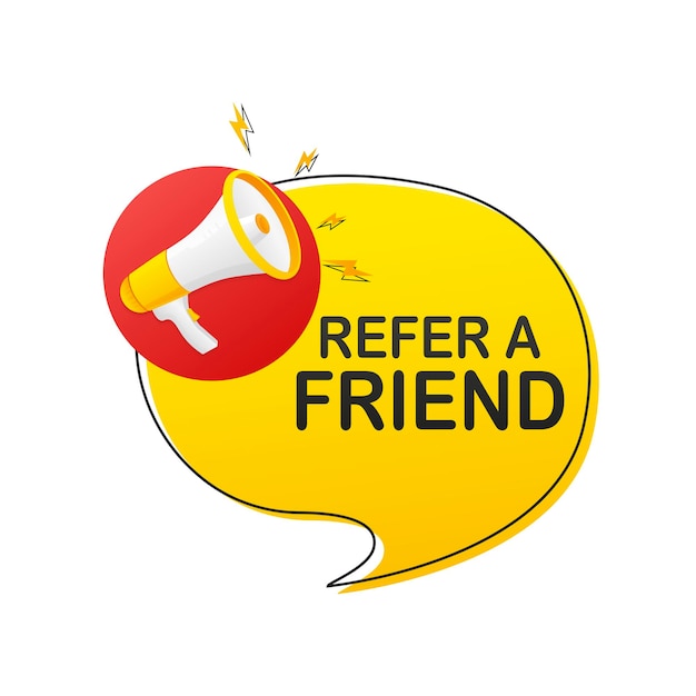 Vector refer a friend megaphone on white background for flyer design vector illustration in flat style