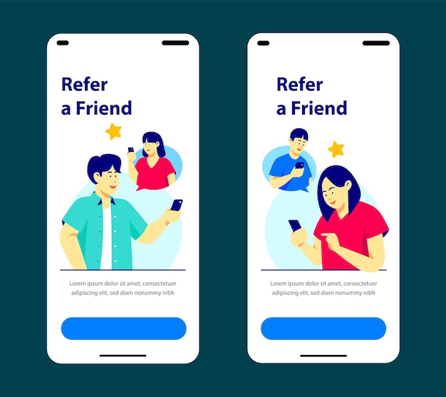 Refer a friend mobile apps concept illustration