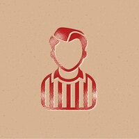 Referee avatar halftone style icon with grunge background vector illustration
