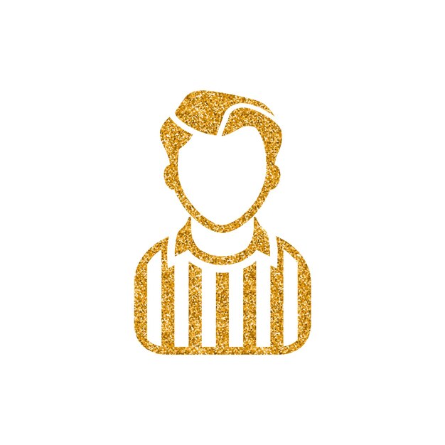 Referee avatar icon gold glitter texture vector illustration