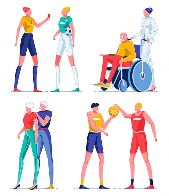 Vector referee, man in wheelchair, playing basketbal.