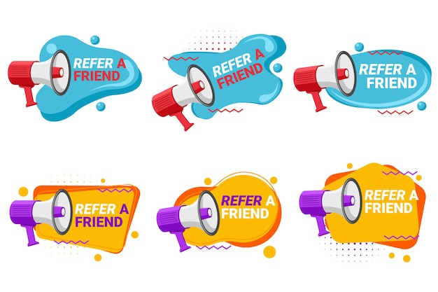 Referral program labels with loudspeaker