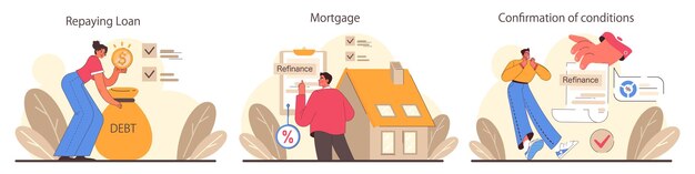 Vector refinance process set loan rate reduction to lender agreements debt obligation with better interest