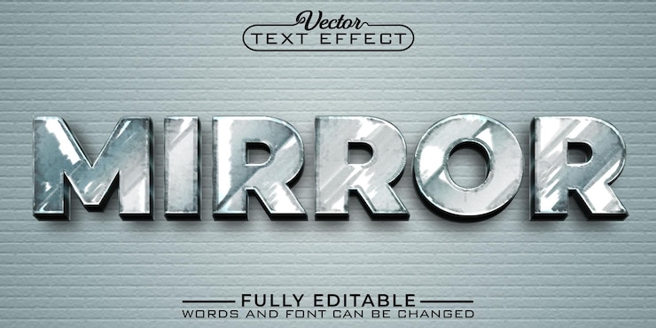 Vector reflection mirror vector editable text effect template
