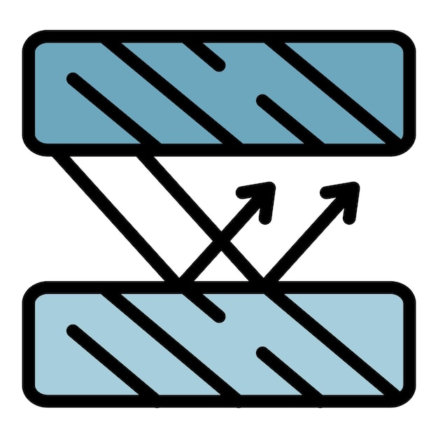 Icona riflessione in due specchi riflessione del contorno in due specchi icona vettore colore piatto isolato