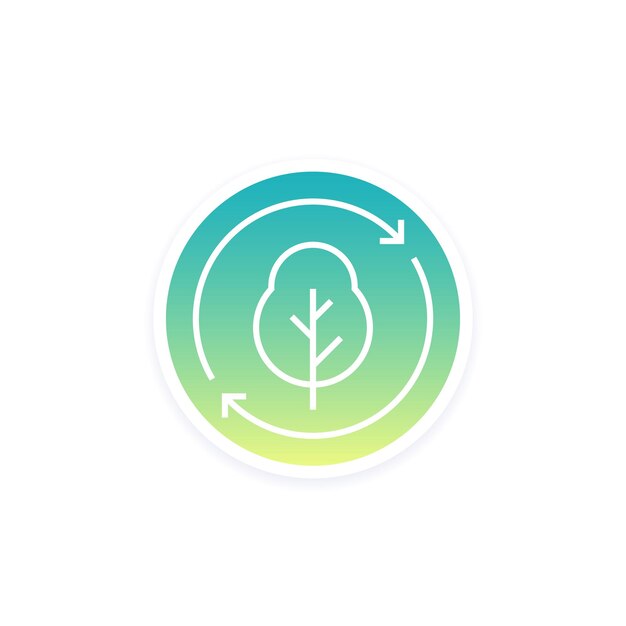 Vector reforestation icon with a tree linear design