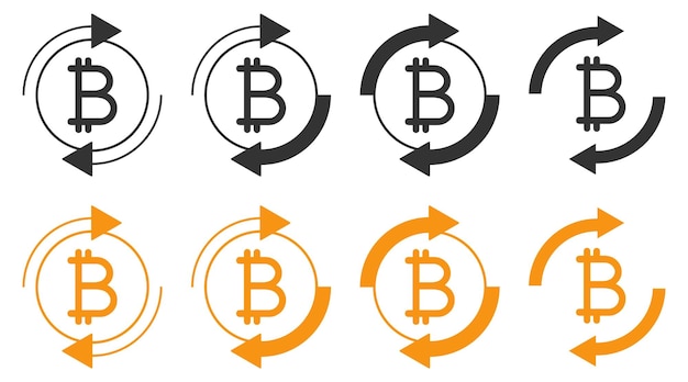 Refresh bitcoin icon Repeat payment illustration symbol update cripto curency vector