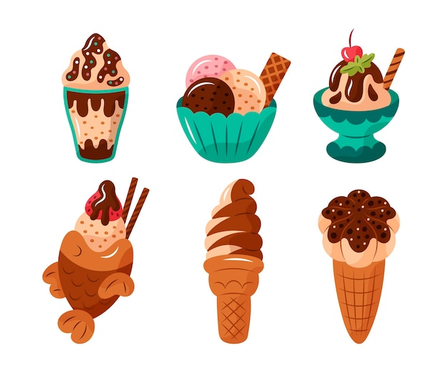 Vector refreshing ice cream collection