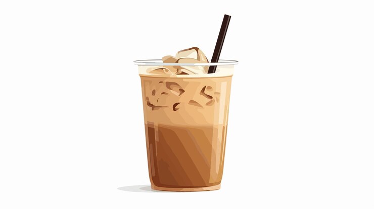Vector refreshing iced milk tea drink in disposable cup