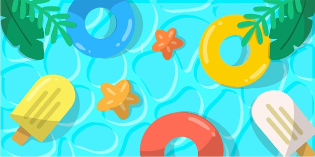 Illustrazione di doodle di una festa in piscina estiva rinfrescante