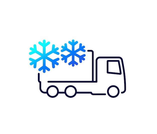 Icona del camion refrigerato su bianco