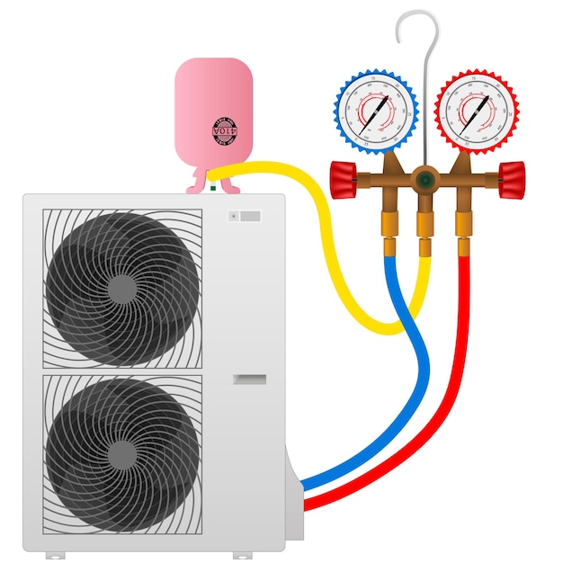 Vector refueling the air conditioner with freon