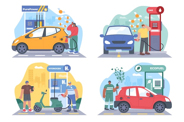refueling vehicles mini composition set