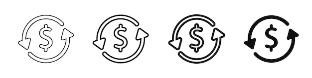 Refund money icons Return on investment Cash back Vector illustration