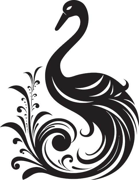 Vector regal celebration black swirl logo whimsical matrimonial swirl abstract design