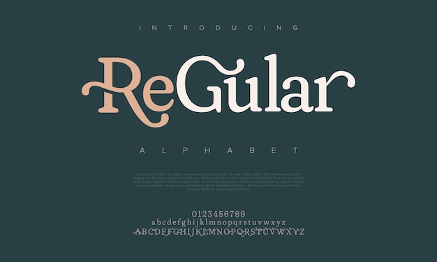 Regelmatige premium luxe elegante alfabetletters en cijfers Elegante bruilofttypografie klassieke serif