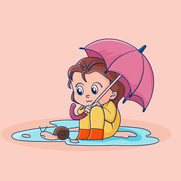 Regenachtig meisje illustratie