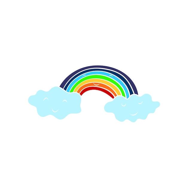 Regenbogen en wolken Leuke kinderachtige stijl vectorillustratie