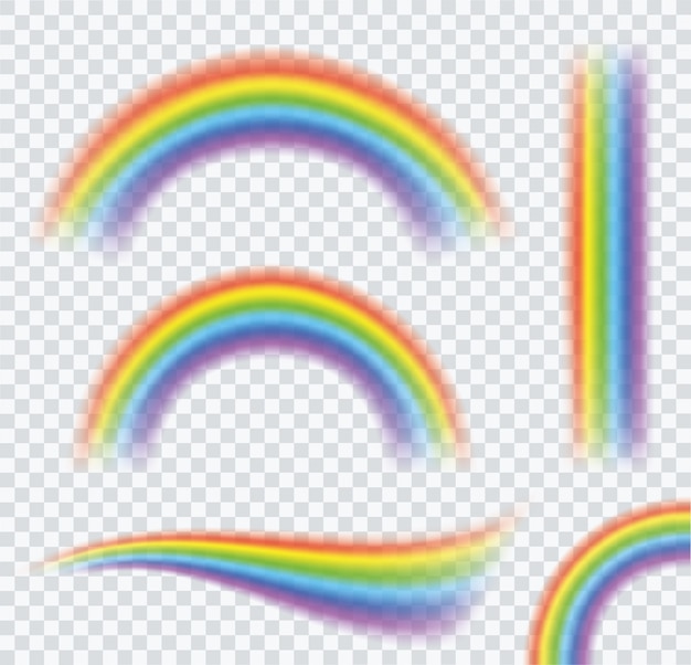 Regenbogen in verschillende vorm realistische set Perfecte set geïsoleerd
