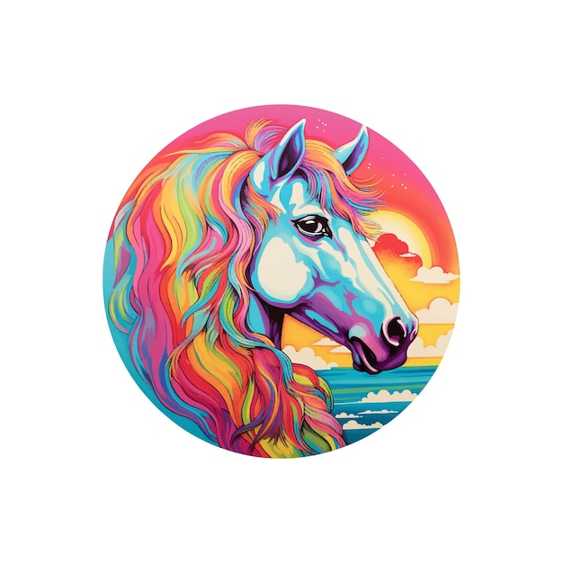 Vector regenboog afgeronde paarden sticker