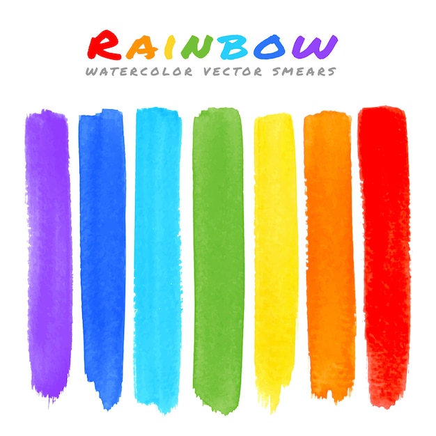 Regenboog aquarel penseel uitstrijkjes