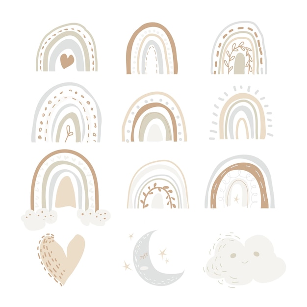 regenboog boho elementen collectie