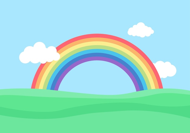 regenboog en wolken in de lucht Vectorontwerp