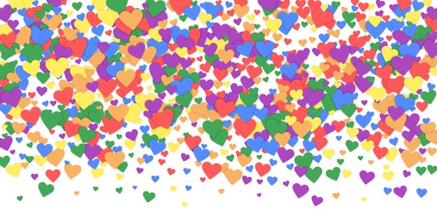 Vector regenboog gekleurde verspreide harten lgbt valentijnsdag