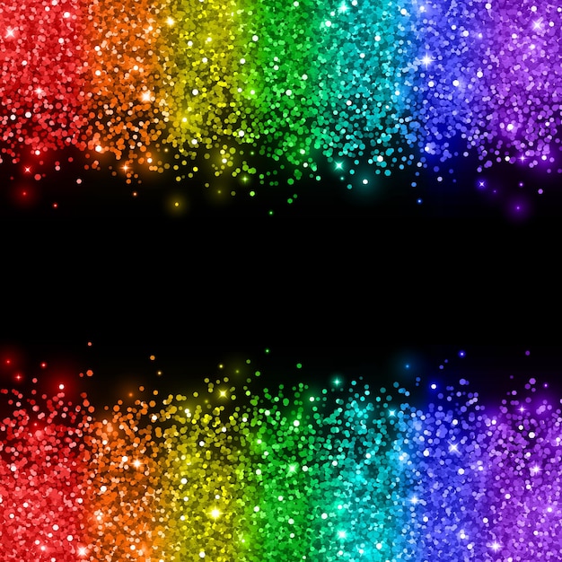 Vector regenboog glitter op zwarte achtergrond vector illustratie