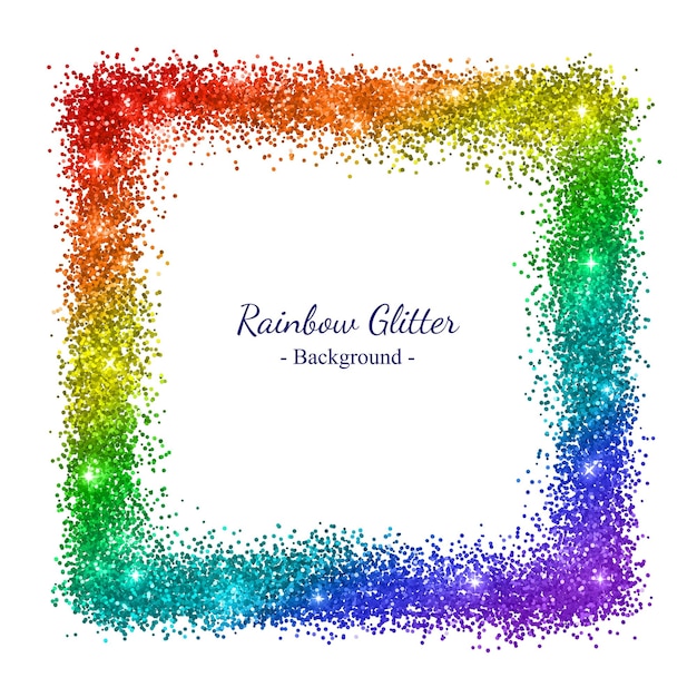 Regenboog glitter vierkante frame op witte achtergrond. vector illustratie