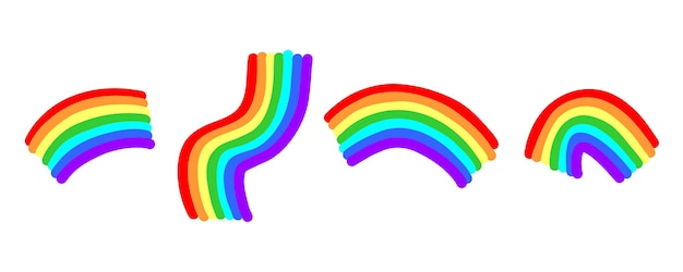 Regenboog. Hand getekende gebogen regenboog. beroerte vectorillustratie geïsoleerd op een witte achtergrond.