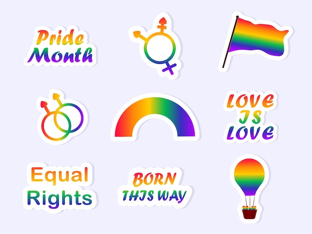 Regenboog kleur Vlag van trots maand sticker ontwerp vector illustratie concept van seksuele vrijheid