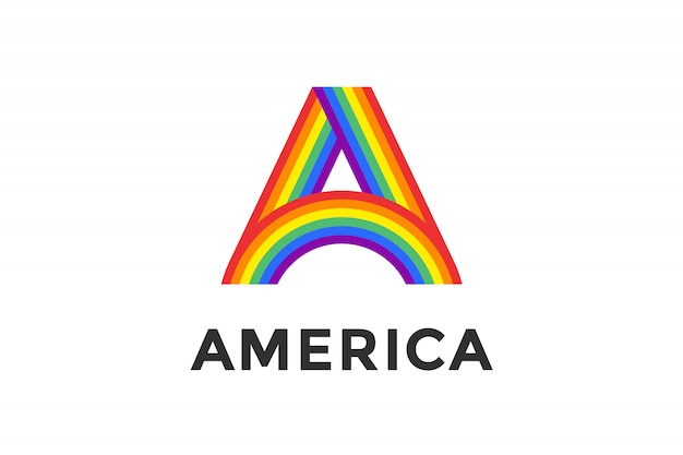 Regenboog letter a en tekst amerika