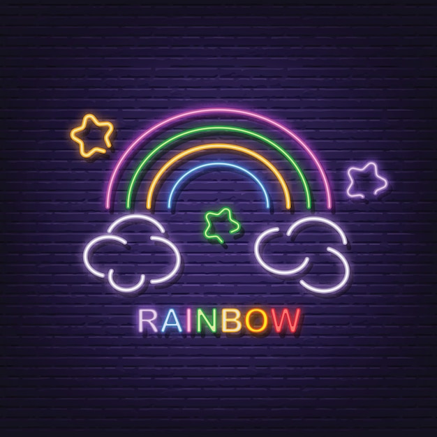 Regenboog neon uithangbord