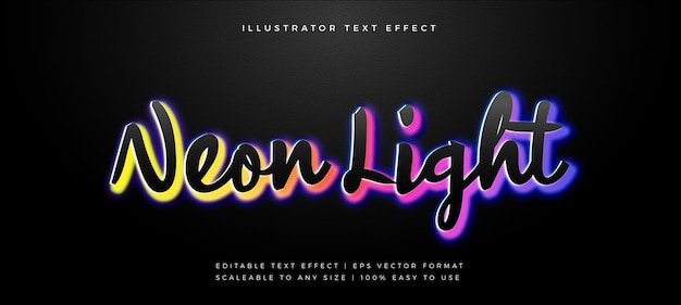 Vector regenboog neonlicht tekststijl lettertype-effect