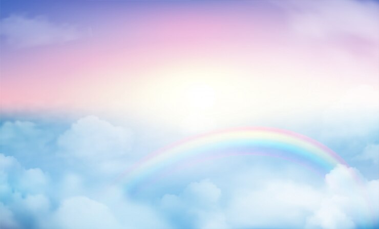 Vector regenboog op hemelachtergrond