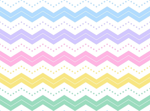 Regenboog Pastel Zig Zag Streep Horizontale Dot Dash Line Cirkel Naadloze Patroon Vector Illustratie