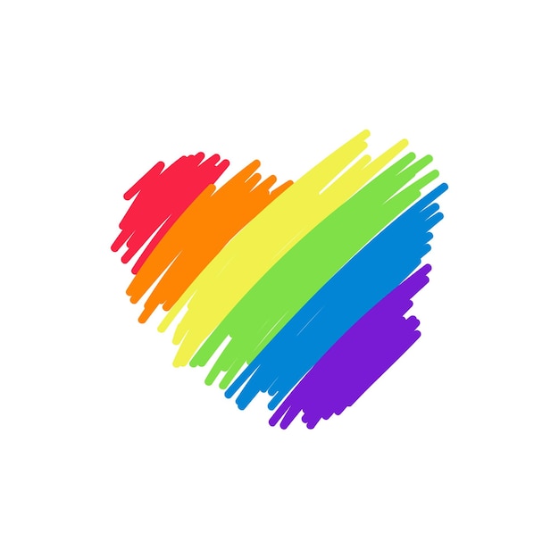 Regenbooghart lgbt-symbool trots vrijheidsteken handgetekende vectorillustratie