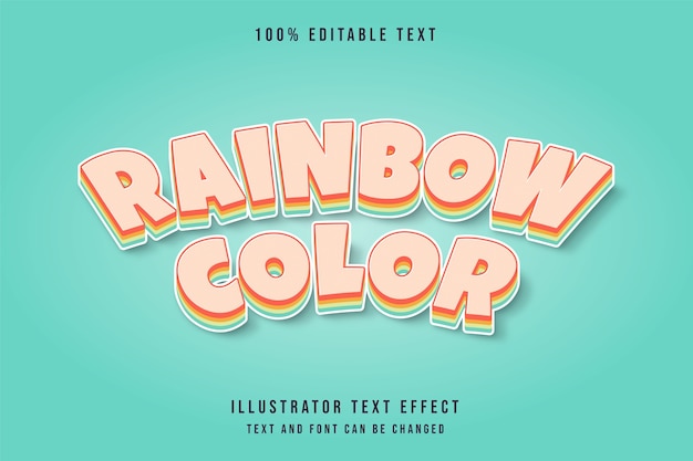 Regenboogkleur, 3d bewerkbaar teksteffect crème gradatie geeloranje paarse tekststijl