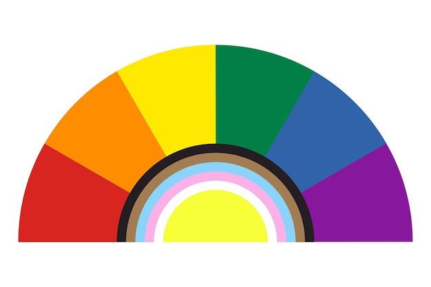 Regenboogpictogram met kleurensectorstijl Zwarte en bruine strepen Pride flag community