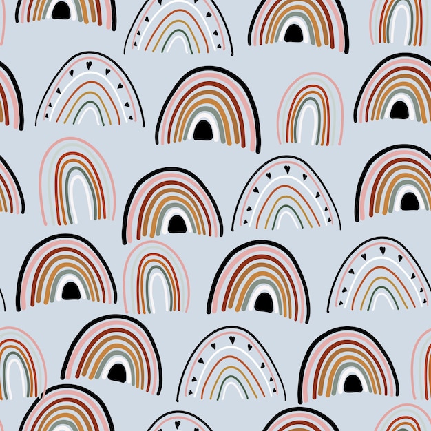 Regenboogtinten beige. boho stijl naadloos patroon. vector illustratie.