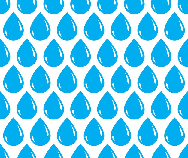Regendruppels vallen naadloos patroon, vector blauw gekleurde herhaal eindeloze achtergrond, dauw water druipend.