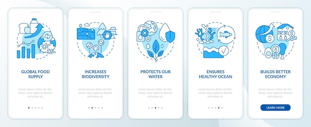 Regenerative food blue onboarding mobile app screen