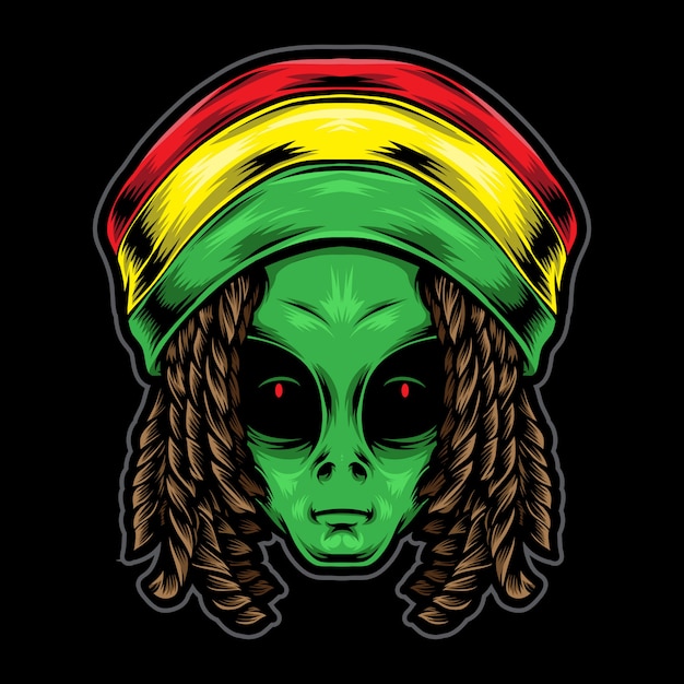 Vector reggae buitenaardse hoofd illustratie