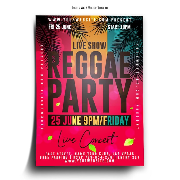 Vector reggae club party poster template